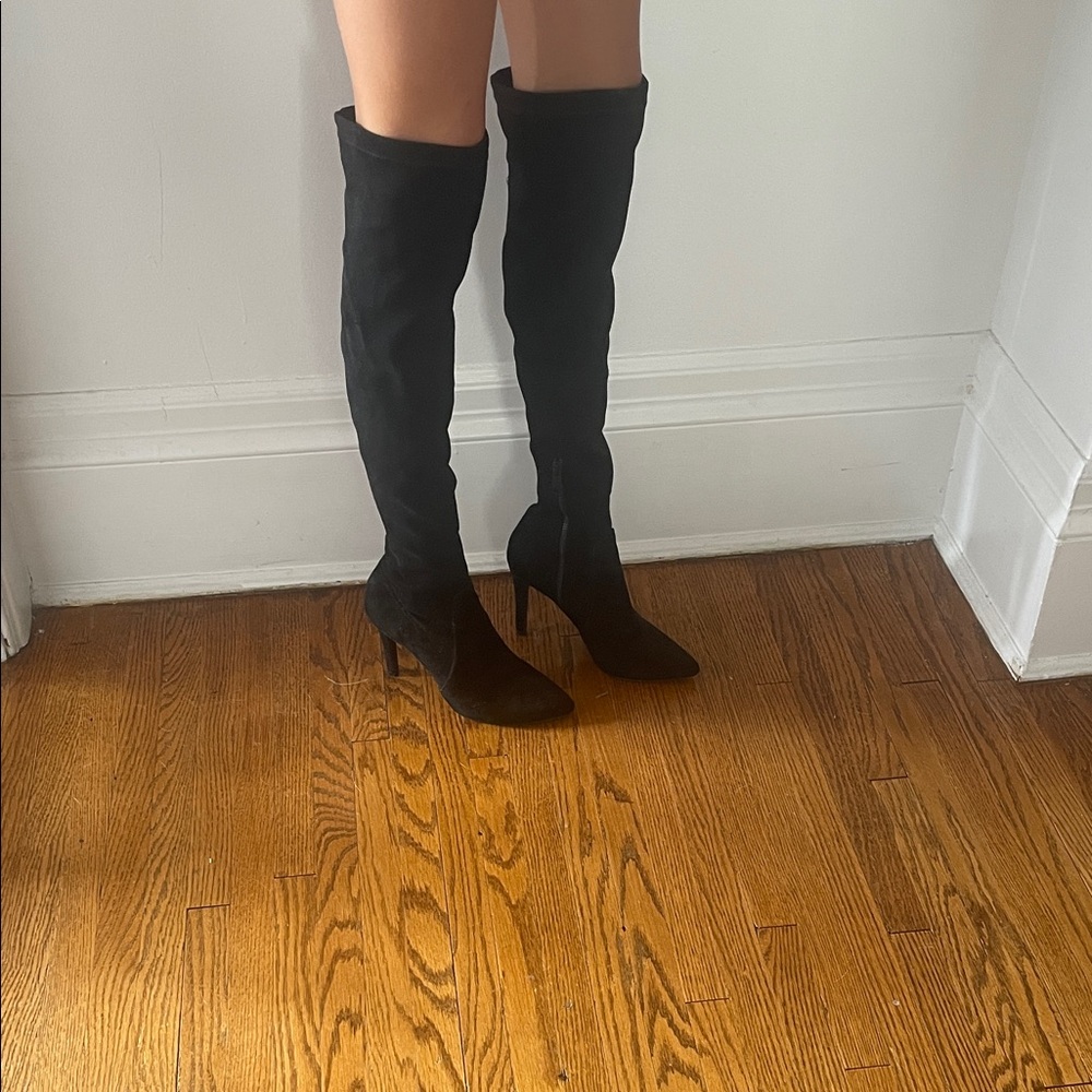 Suede Black Over-the-Knee Boots